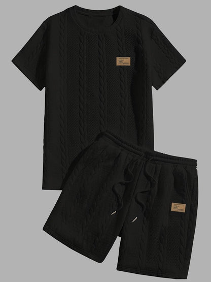 Camiseta de manga curta e shorts com cordão - Marrom, Conjunto de verão