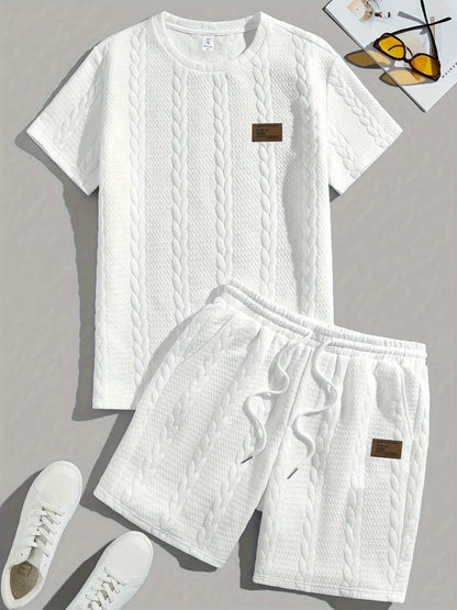 Camiseta de manga curta e shorts com cordão - Marrom, Conjunto de verão